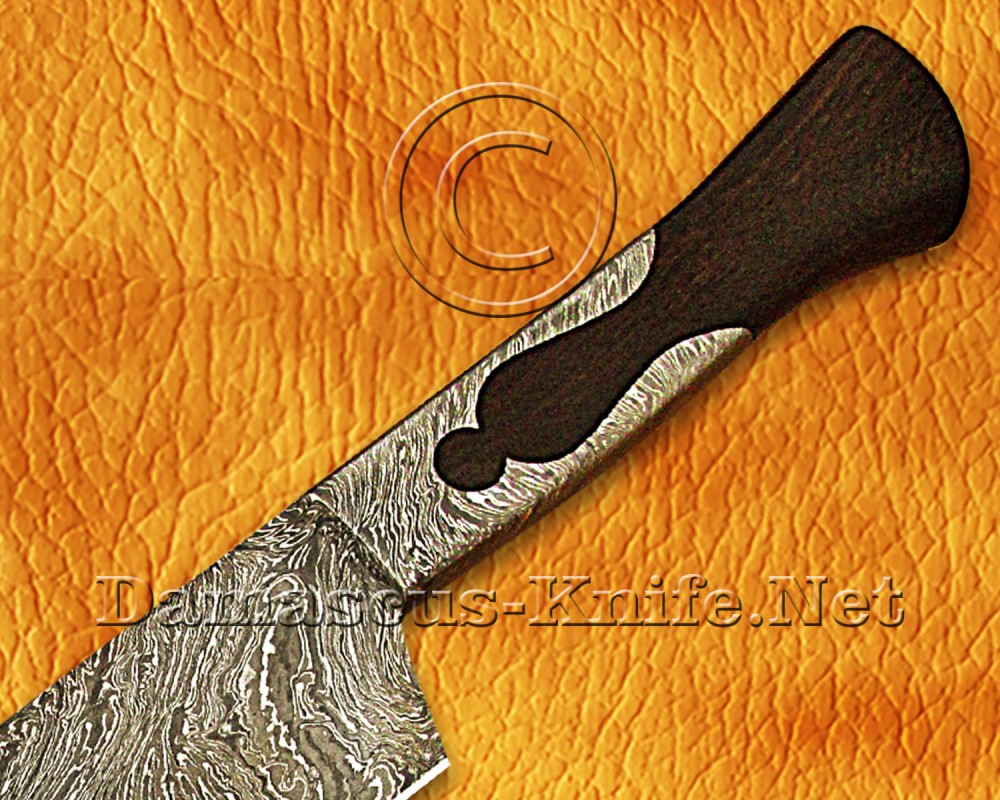 Personalized Damascus Steel Full Integral Kitchen Knife with Ironwood Handle Personalized Damascus Steel Full Integral Kitchen Knife with Ironwood Handle