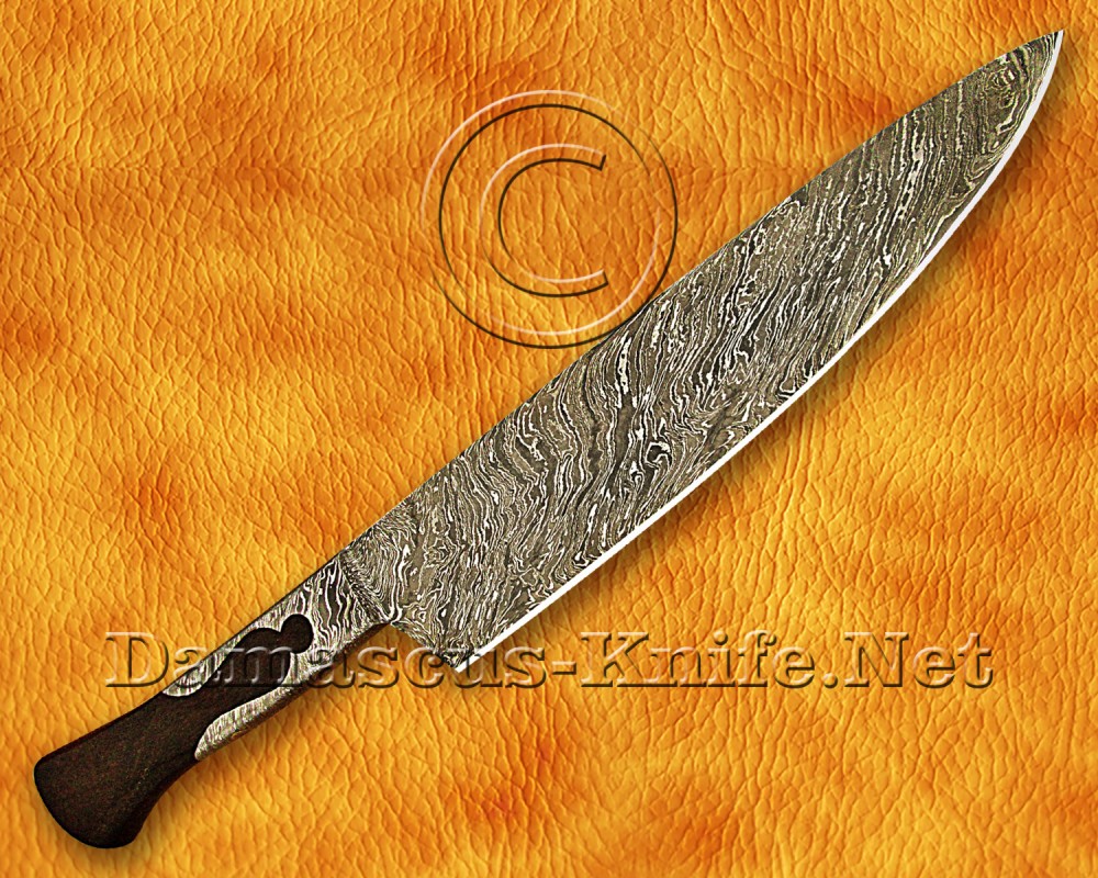 Personalized Damascus Steel Full Integral Kitchen Knife with Ironwood Handle Personalized Damascus Steel Full Integral Kitchen Knife with Ironwood Handle
