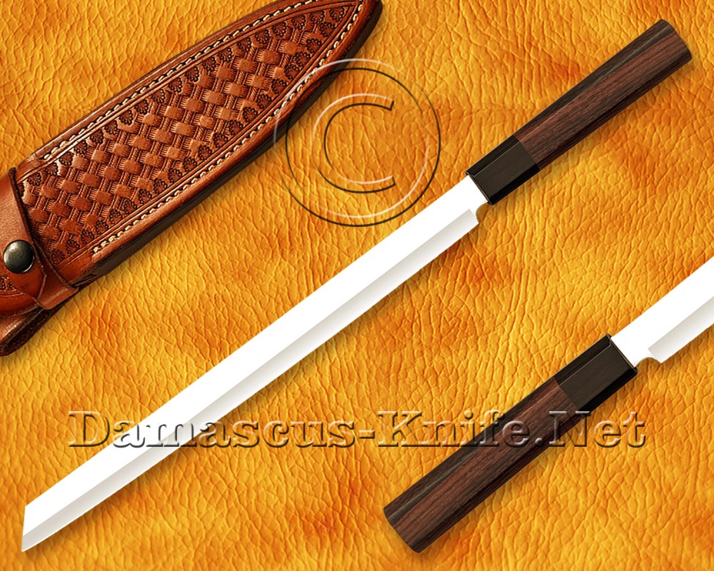 Personalized Stainless Steel Chef Knife Handmade Kitchen Prosciutto Knife Walnut Wood Handle - DCK673