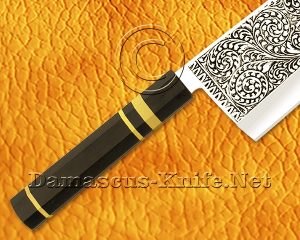Personalized Engraving Stainless Steel Chef Knife Handmade Kitchen Gyuto Knife Ebony Wood 3 Brass Ring Handle Personalized Engraving Stainless Steel Chef Knife Handmade Kitchen Gyuto Knife Ebony Wood 3 Brass Ring Handle