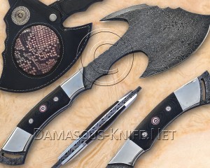 Custom Handmade Damascus Steel Tomahawk Axe - G10 Micarta Handle - DTA101