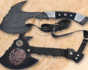 Personalized Handmade Damascus Steel Arts and Crafts Hunting and Survival Tomahawk Axe G10 Micarta Handle - DTA101