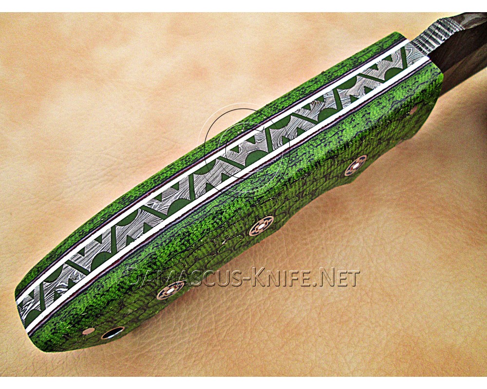 Personalized Handmade Damascus Steel Arts and Crafts Hunting and Survival Tracker Knife G10 Micarta Handle - DTK1003
