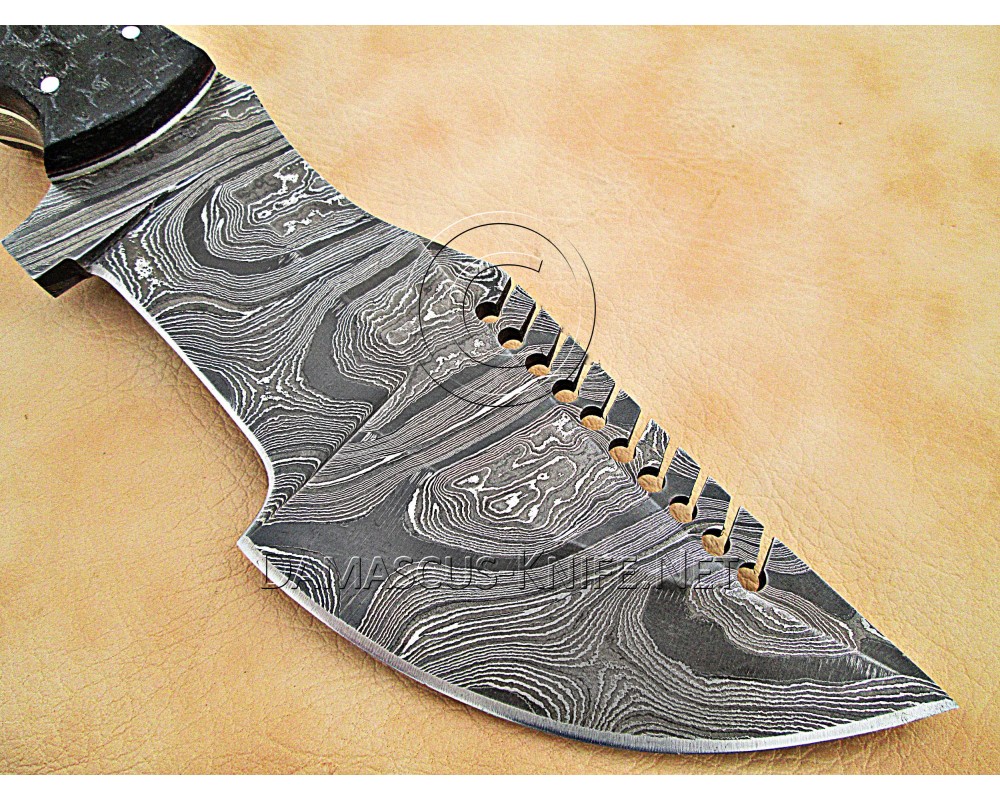 Personalized Handmade Damascus Steel Arts and Crafts Hunting and Survival Tracker Knife G10 Micarta Handle - DTK1004