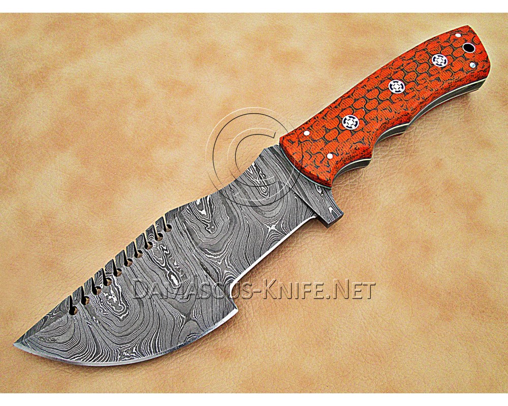 Personalized Handmade Damascus Steel Arts and Crafts Hunting and Survival Tracker Knife G10 Micarta Handle - DTK1008 Personalized Handmade Damascus Steel Arts and Crafts Hunting and Survival Tracker Knife G10 Micarta Handle - DTK1008