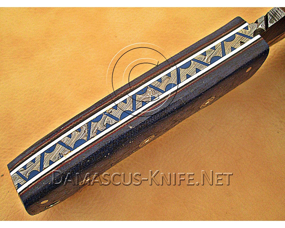 Personalized Handmade Damascus Steel Gut Hook Arts and Crafts Hunting and Survival Tracker Knife G10 Micarta Handle - DTK1012