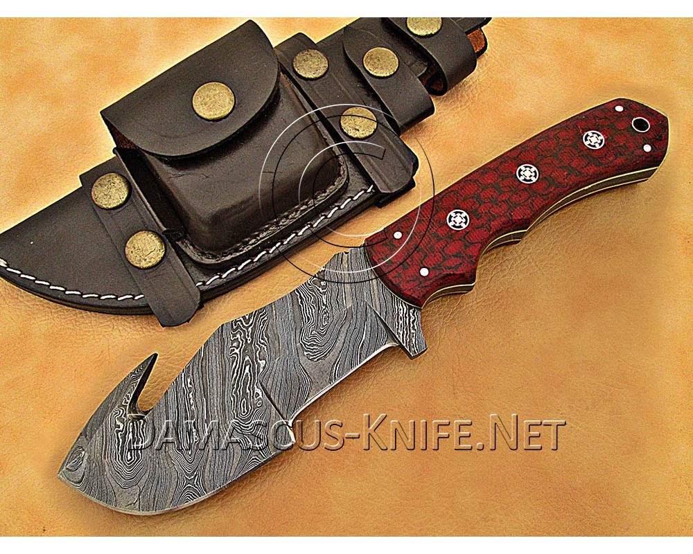 Personalized Handmade Damascus Steel Gut Hook Arts and Crafts Hunting and Survival Tracker Knife G10 Micarta Handle - DTK1015 Personalized Handmade Damascus Steel Gut Hook Arts and Crafts Hunting and Survival Tracker Knife G10 Micarta Handle - DTK1015