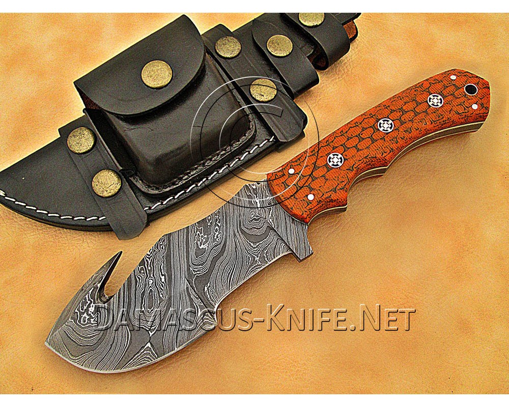 Personalized Handmade Damascus Steel Gut Hook Arts and Crafts Hunting and Survival Tracker Knife G10 Micarta Handle - DTK1018 Personalized Handmade Damascus Steel Gut Hook Arts and Crafts Hunting and Survival Tracker Knife G10 Micarta Handle - DTK1018