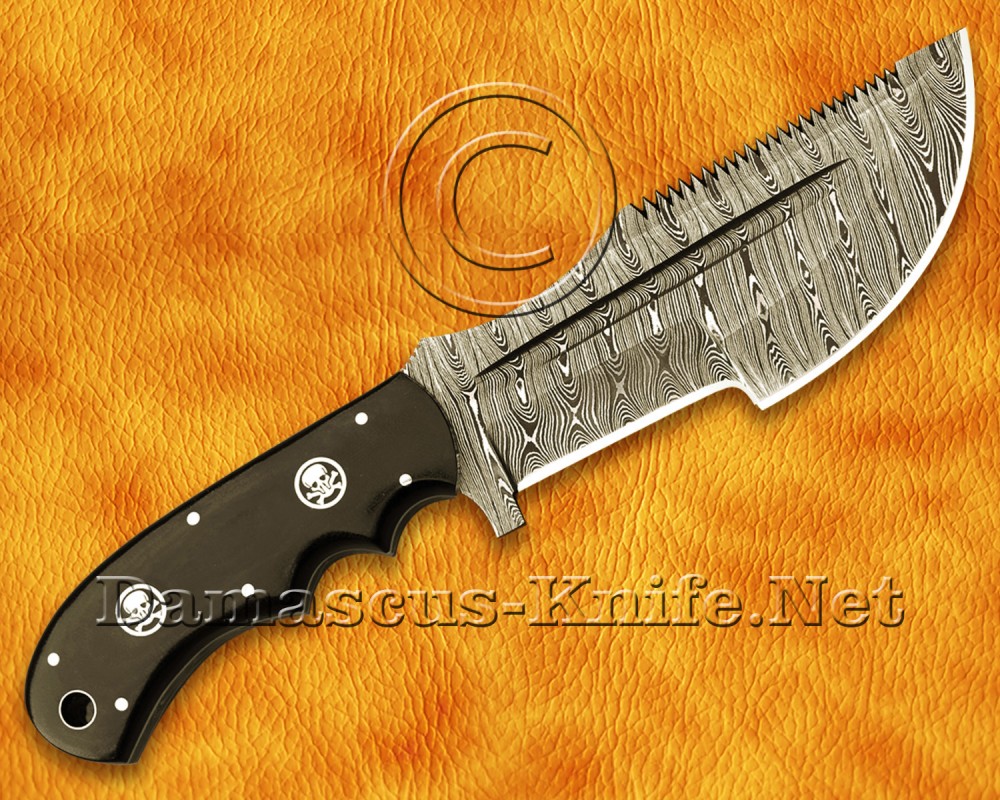 Personalized Handmade Damascus Steel Arts and Crafts Hunting and Survival Tracker Knife G10 Micarta Handle - DTK916