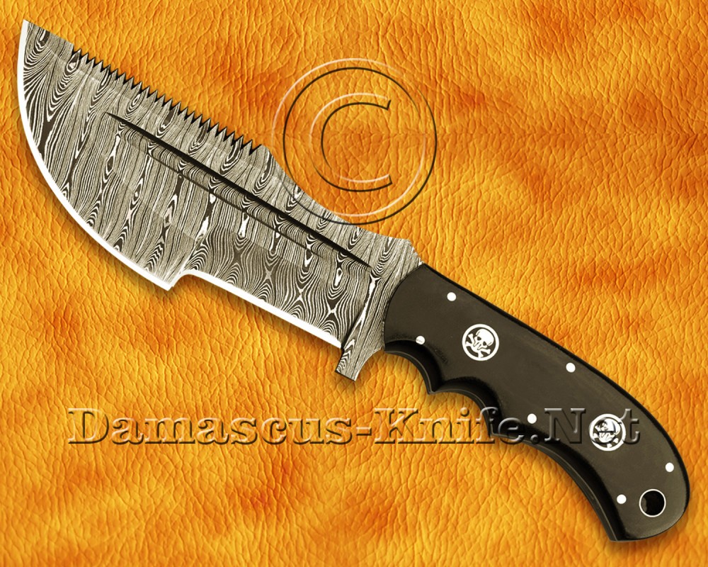 Personalized Handmade Damascus Steel Arts and Crafts Hunting and Survival Tracker Knife G10 Micarta Handle - DTK916