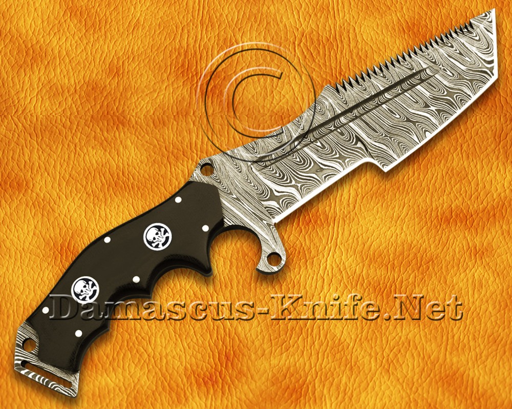 Personalized Handmade Damascus Steel Hunting and Survival Craft Tanto Tracker Knife G10 Micarta Handle - DTK917