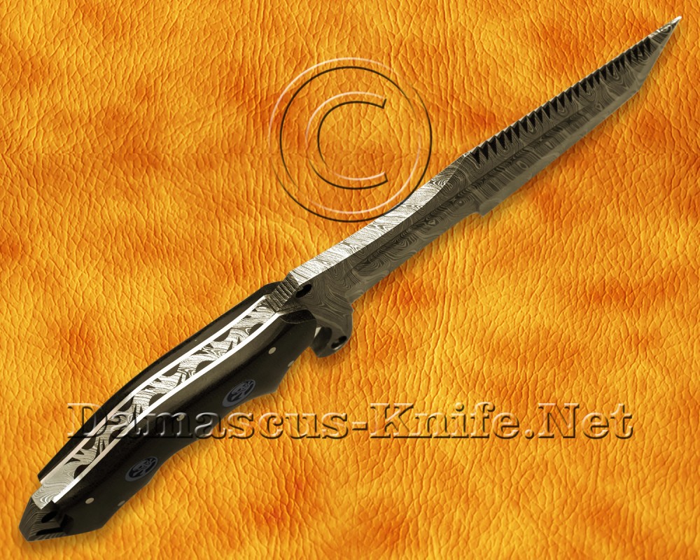 Personalized Handmade Damascus Steel Hunting and Survival Craft Tanto Tracker Knife G10 Micarta Handle - DTK917