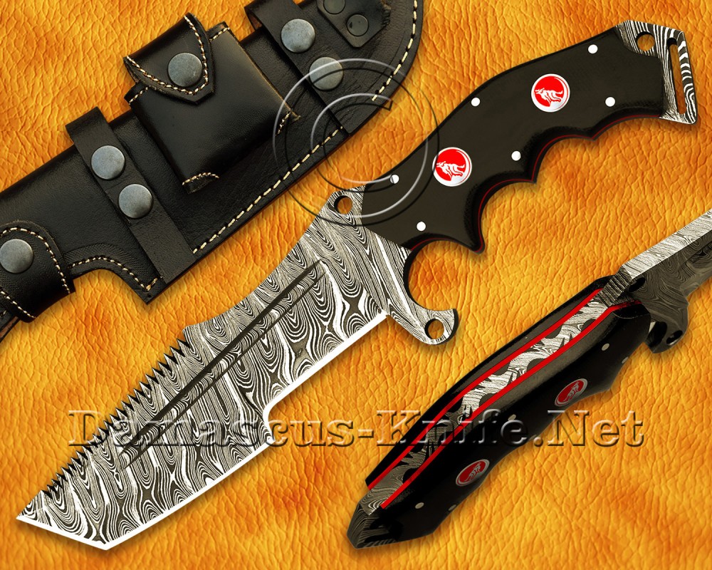 Personalized Handmade Damascus Steel Hunting and Survival Craft Tanto Tracker Knife G10 Micarta Handle - DTK919A