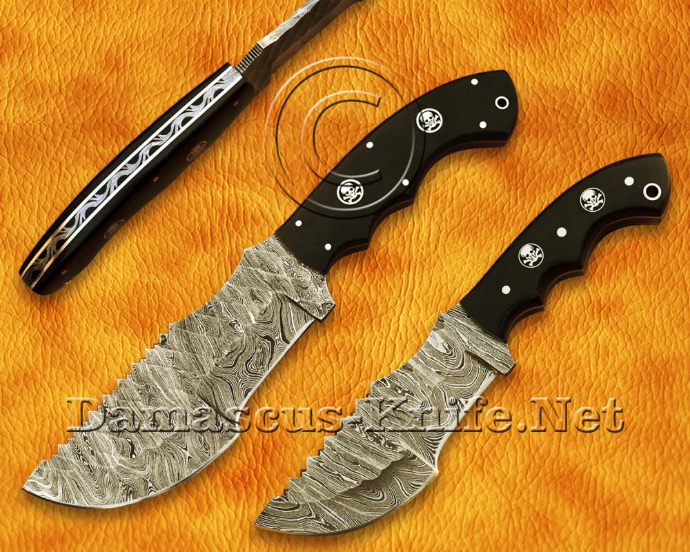 Premium Handcrafted Damascus Steel Tracker Knife Set with G10 Micarta Handle