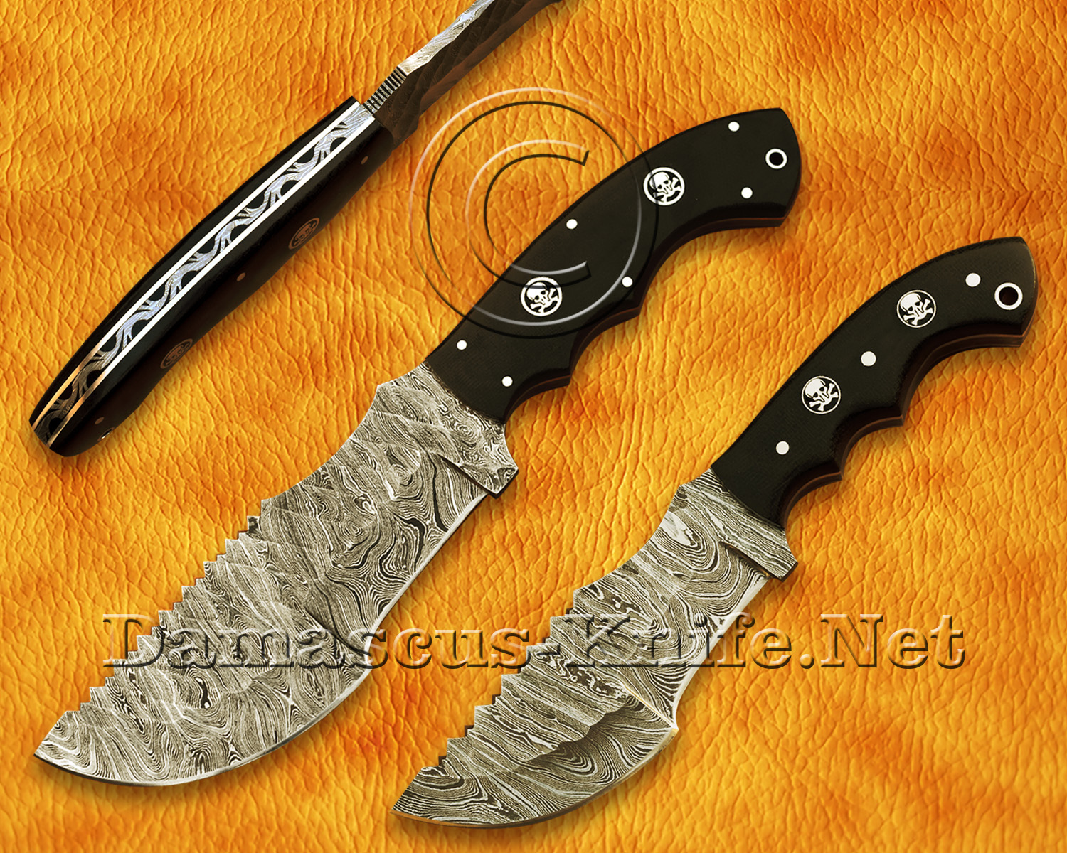 Lot of 2 Personalized Handmade Damascus Steel Arts and Crafts Hunting and Survival Tracker Knife Lot of 2 Personalized Handmade Damascus Steel Arts and Crafts Hunting and Survival Tracker Knife