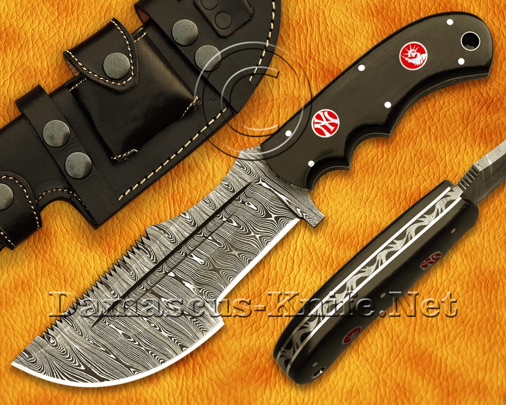 Custom Handmade Damascus Steel Tracker Knife - G10 Micarta Handle - DTK924