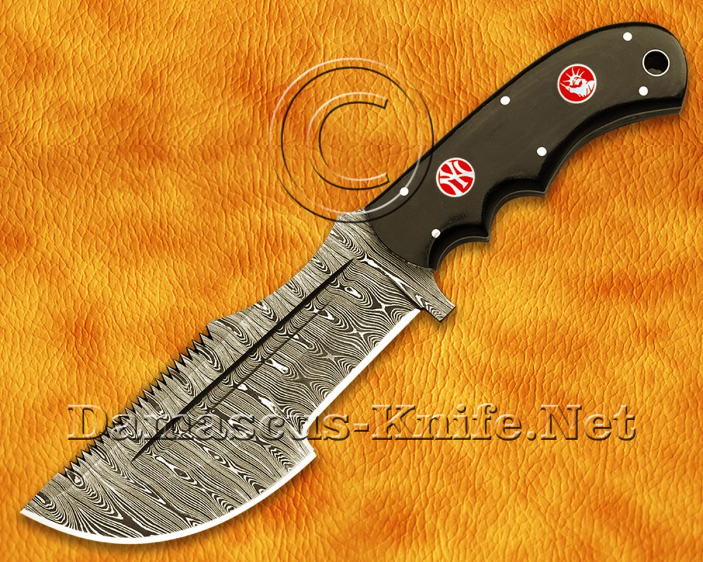 Personalized Handmade Damascus Steel Arts and Crafts Hunting and Survival Tracker KnifeG10 Micarta Handle - DTK924