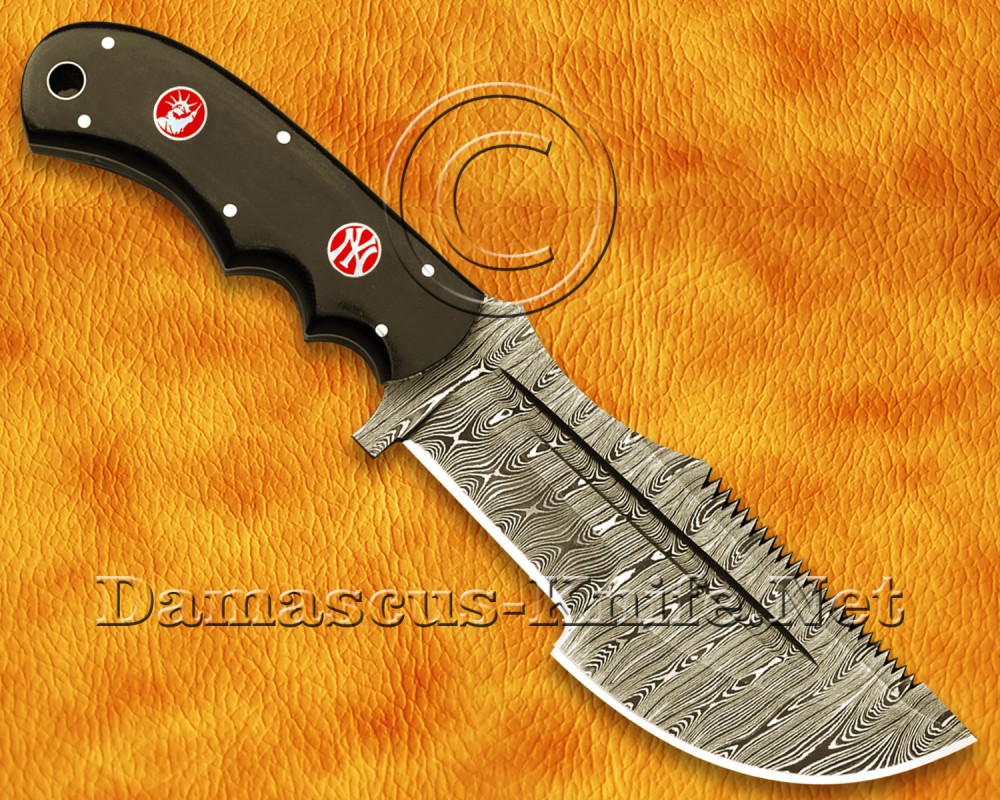 Personalized Handmade Damascus Steel Arts and Crafts Hunting and Survival Tracker KnifeG10 Micarta Handle - DTK924