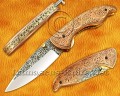 Hand Engraved 12C27 Folding Artisan Tool - Copper Handle - FK752
