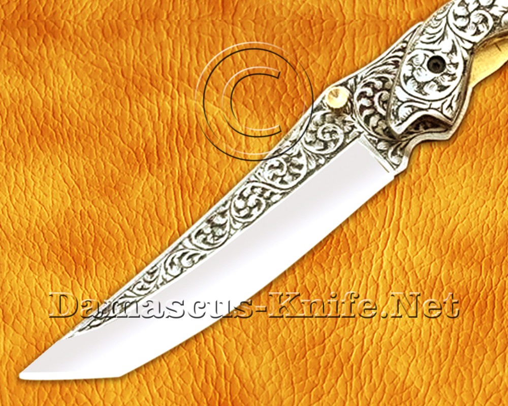 Personalized Engraved 12C27 Folding Knife - 440B Steel Handle - FK753