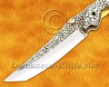 Hand Engraved 12C27 Folding Artisan Tool - 440B Steel Handle - FK753