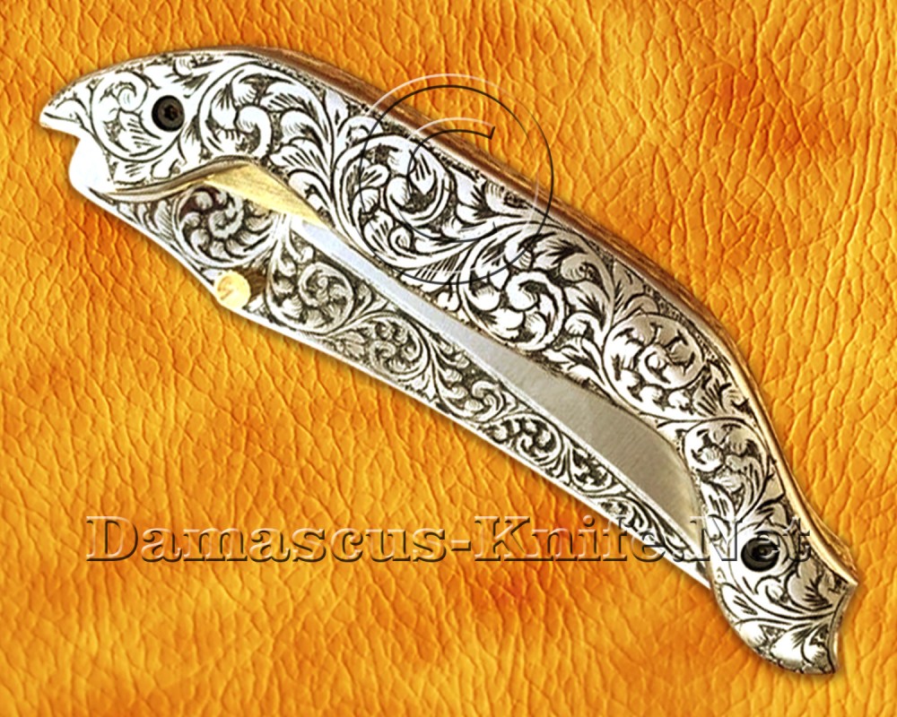 Personalized Engraved 12C27 Folding Knife - 440B Steel Handle - FK753