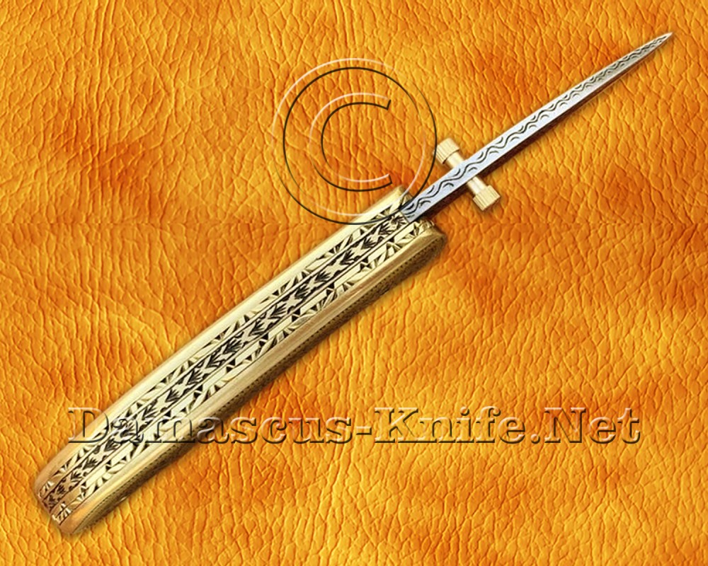 Personalized Hand Engraved Stainless Steel Arts and Crafts Pocket Folding Knife Brass Handle - DFK755 Personalized Hand Engraved Stainless Steel Arts and Crafts Pocket Folding Knife Brass Handle - DFK755