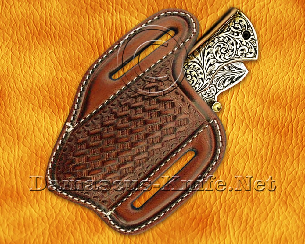 Personalized Engraved 12C27 Folding Knife - Brass Handle - FK755