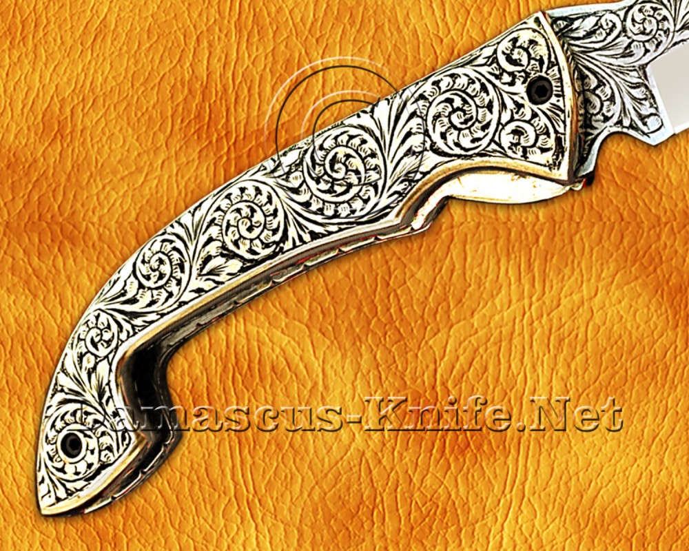 Personalized Engraved 12C27 Folding Knife - Brass Handle - FK755