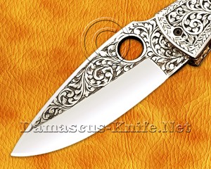 Personalized Hand Engraved Stainless Steel Arts and Crafts Pocket Folding Knife Steel Handle 756 Personalized Hand Engraved Stainless Steel Arts and Crafts Pocket Folding Knife Steel Handle 756