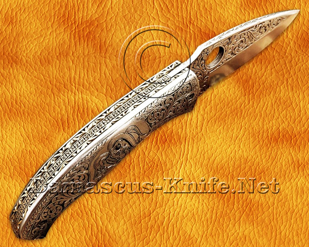 Personalized Hand Engraved Stainless Steel Arts and Crafts Pocket Folding Knife Steel Handle - DFK756 Personalized Hand Engraved Stainless Steel Arts and Crafts Pocket Folding Knife Steel Handle - DFK756