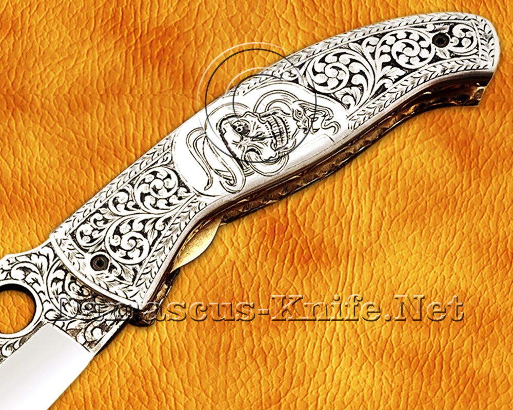 Personalized Engraved 12C27 Folding Knife - 440B Steel Handle - FK756