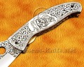 Hand Engraved 12C27 Folding Artisan Tool - 420B Steel Handle - FK756