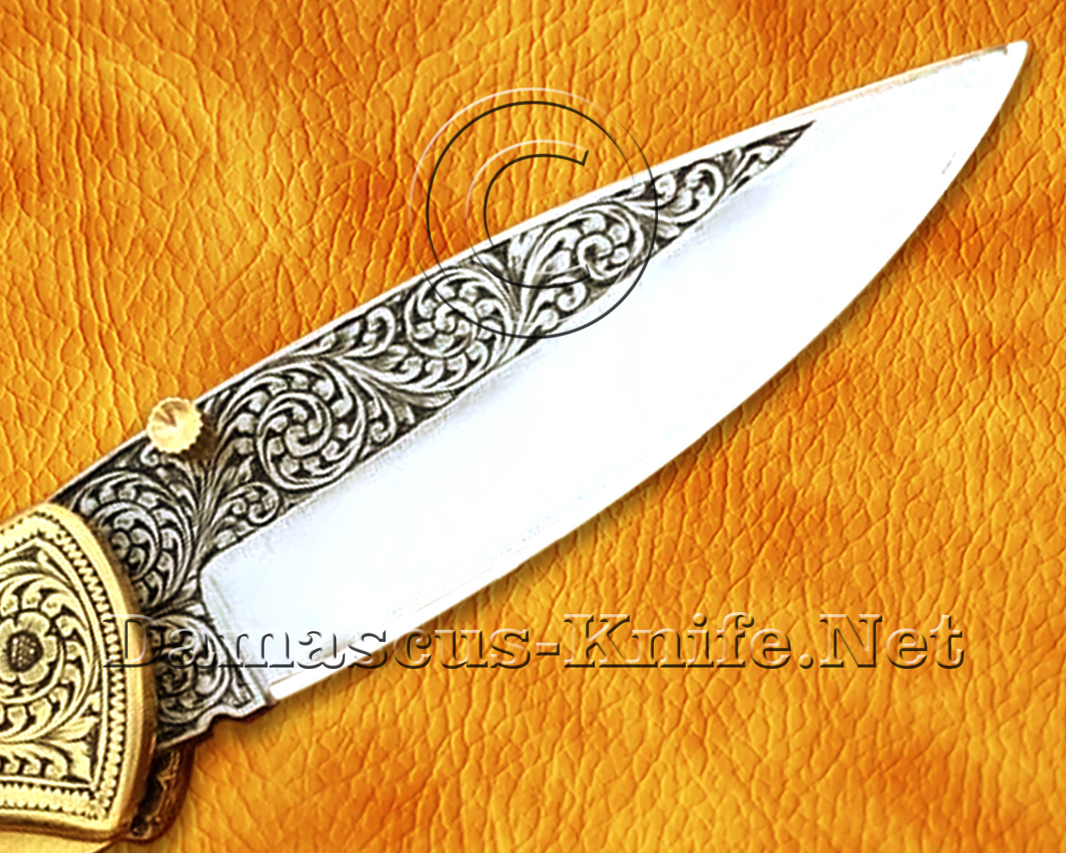 Hand Engraved 12C27 Artisan Folding Kitchen Knife – Brass Handle FK758 Hand Engraved 12C27 Artisan Folding Kitchen Knife – Brass Handle FK758