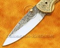 Hand Engraved 12C27 Folding Artisan Tool - Brass Handle - FK758 