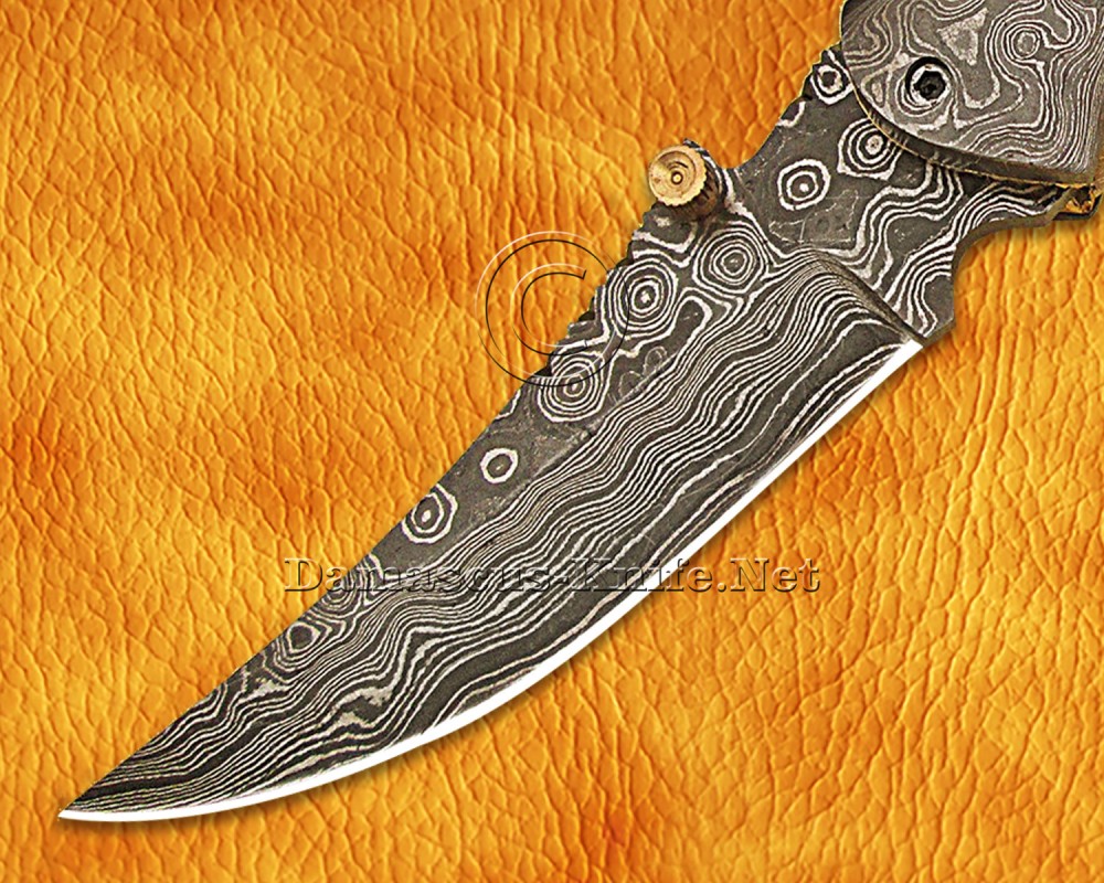 Personalized Handmade Damascus Steel Arts and Crafts Pocket Folding Knife Ram Horn Handle - DFK761 Personalized Handmade Damascus Steel Arts and Crafts Pocket Folding Knife Ram Horn Handle - DFK761