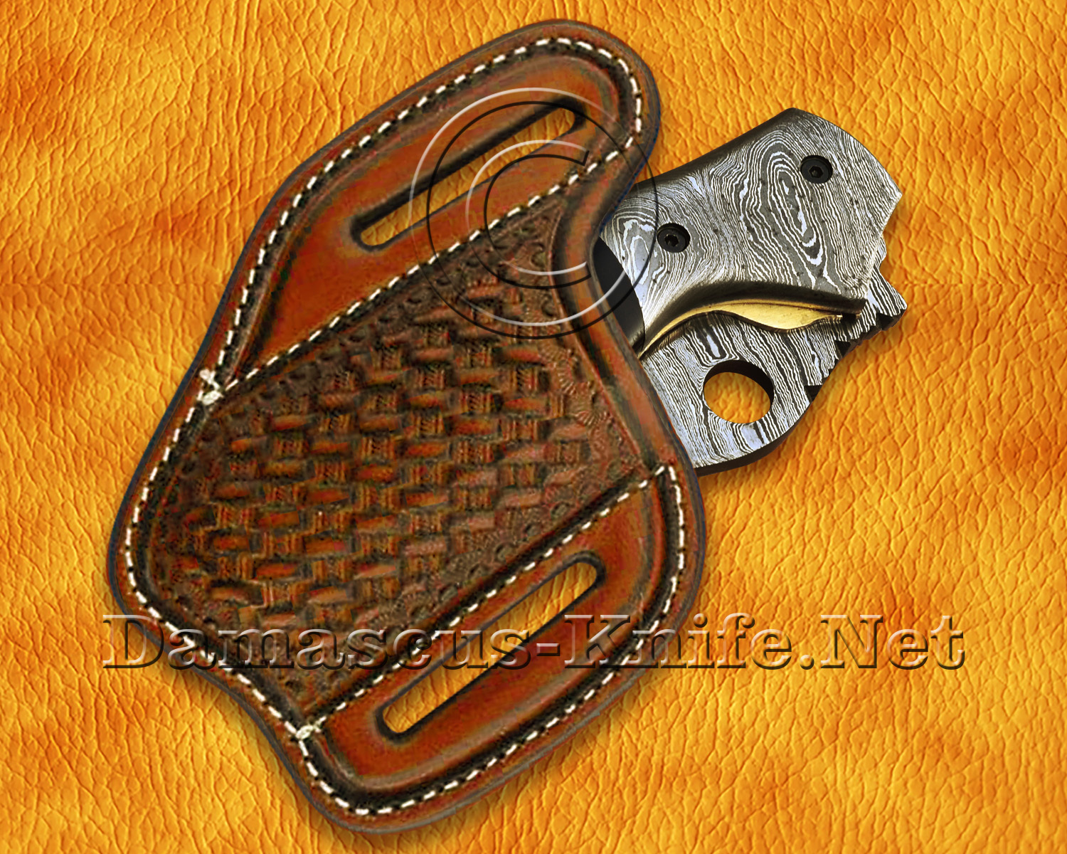 Custom Handmade Damascus Steel Folding Knife - Bull Horn - FK762