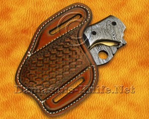 Custom Handmade Damascus Steel Folding Knife - Bull Horn - FK762