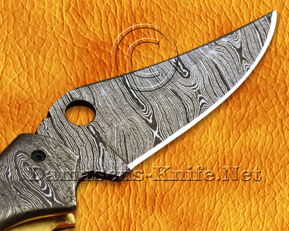 Custom Handmade Damascus Steel Folding Knife - Bull Horn - FK762