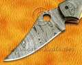 Custom Handmade Damascus Steel Folding Knife - Bull Horn - FK762