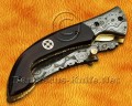 Custom Handmade Damascus Steel Folding Knife - Bone Handle - FK763
