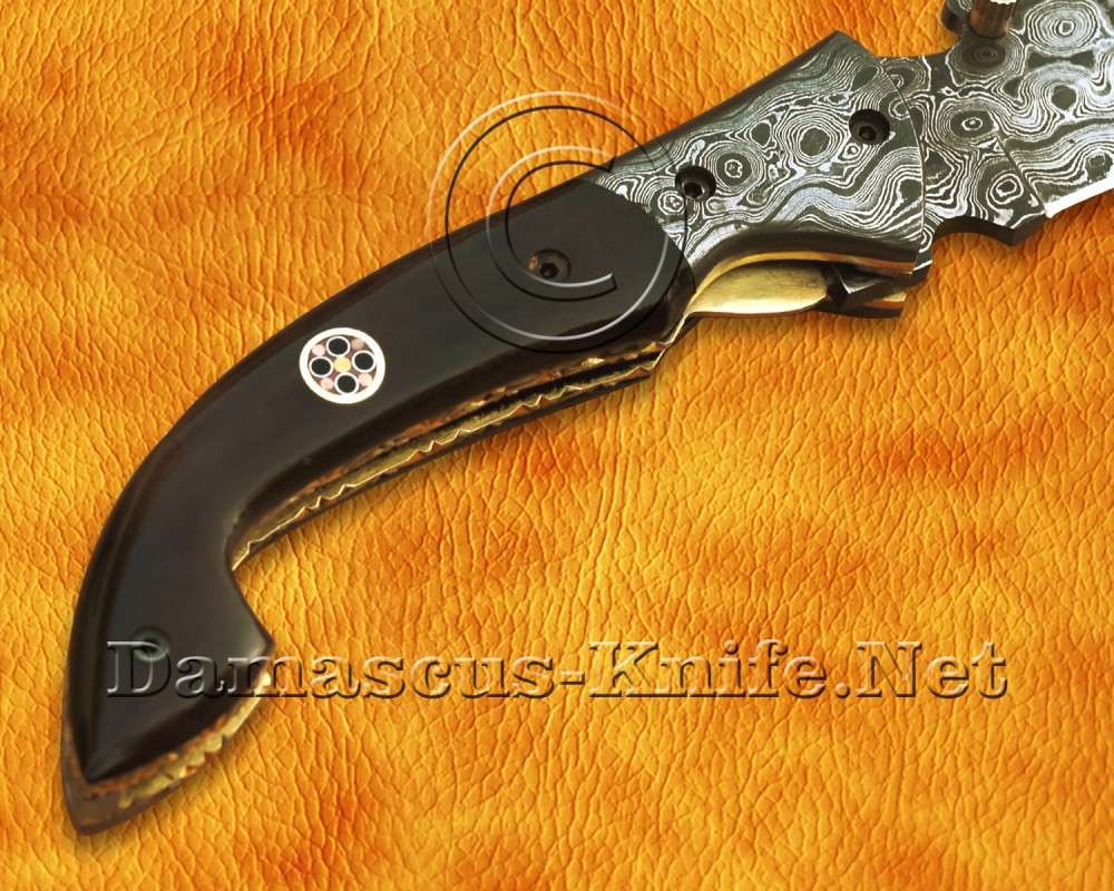 Personalized Handmade Damascus Steel Arts and Crafts Pocket Folding Knife Bone Handle - DFK763 Personalized Handmade Damascus Steel Arts and Crafts Pocket Folding Knife Bone Handle - DFK763