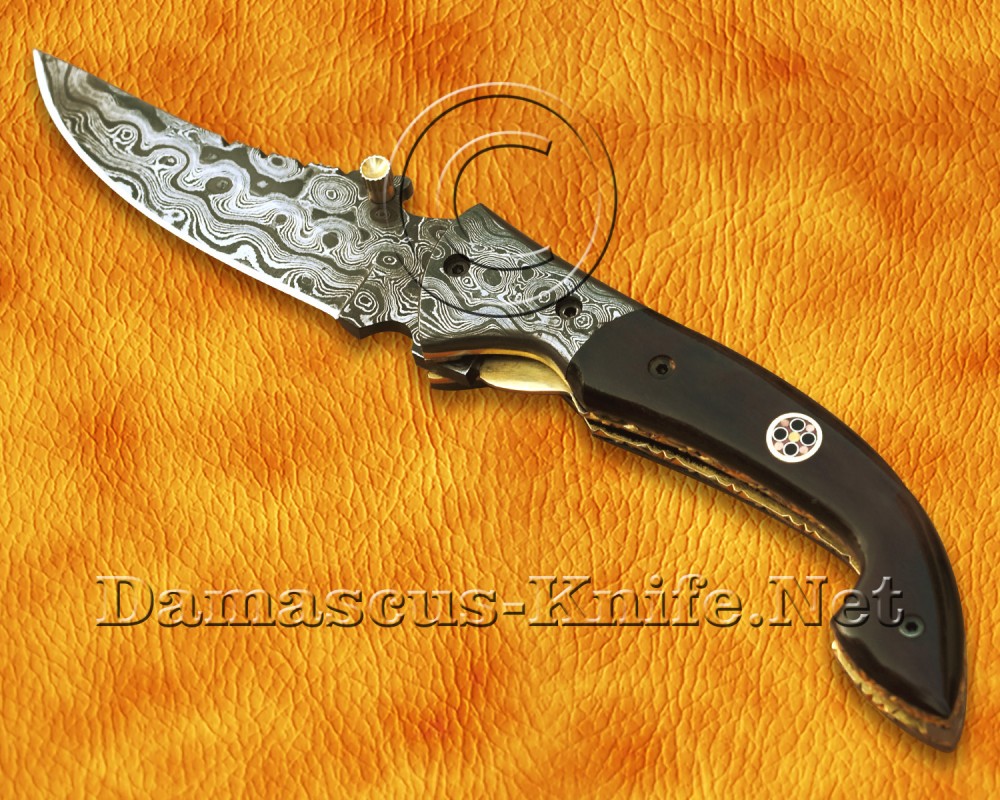 Personalized Handmade Damascus Steel Arts and Crafts Pocket Folding Knife Bone Handle - DFK763 Personalized Handmade Damascus Steel Arts and Crafts Pocket Folding Knife Bone Handle - DFK763