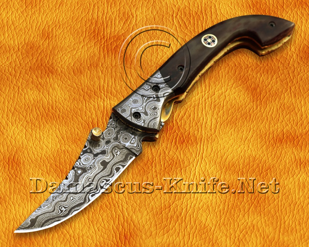 Personalized Handmade Damascus Steel Arts and Crafts Pocket Folding Knife Bone Handle - DFK763 Personalized Handmade Damascus Steel Arts and Crafts Pocket Folding Knife Bone Handle - DFK763