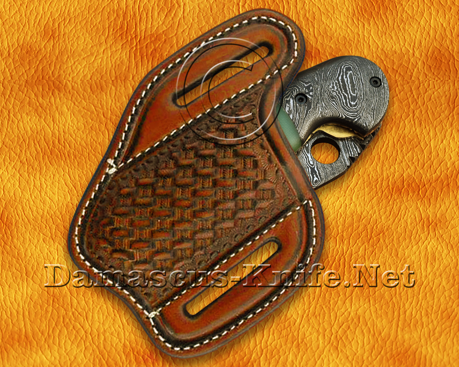 Custom Handmade Damascus Steel Folding Knife - Sea Green Bone - FK765