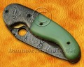 Custom Handmade Damascus Steel Folding Knife - Sea Green Bone - FK765