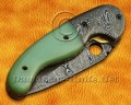 Custom Handmade Damascus Steel Folding Knife - Sea Green Bone - FK765