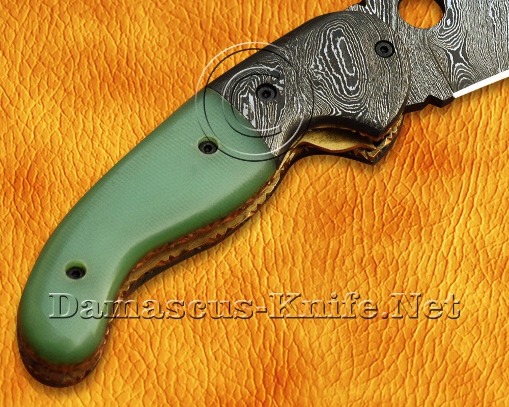 Personalized Handmade Damascus Steel Arts and Crafts Pocket Folding Knife Bone Handle - DFK765