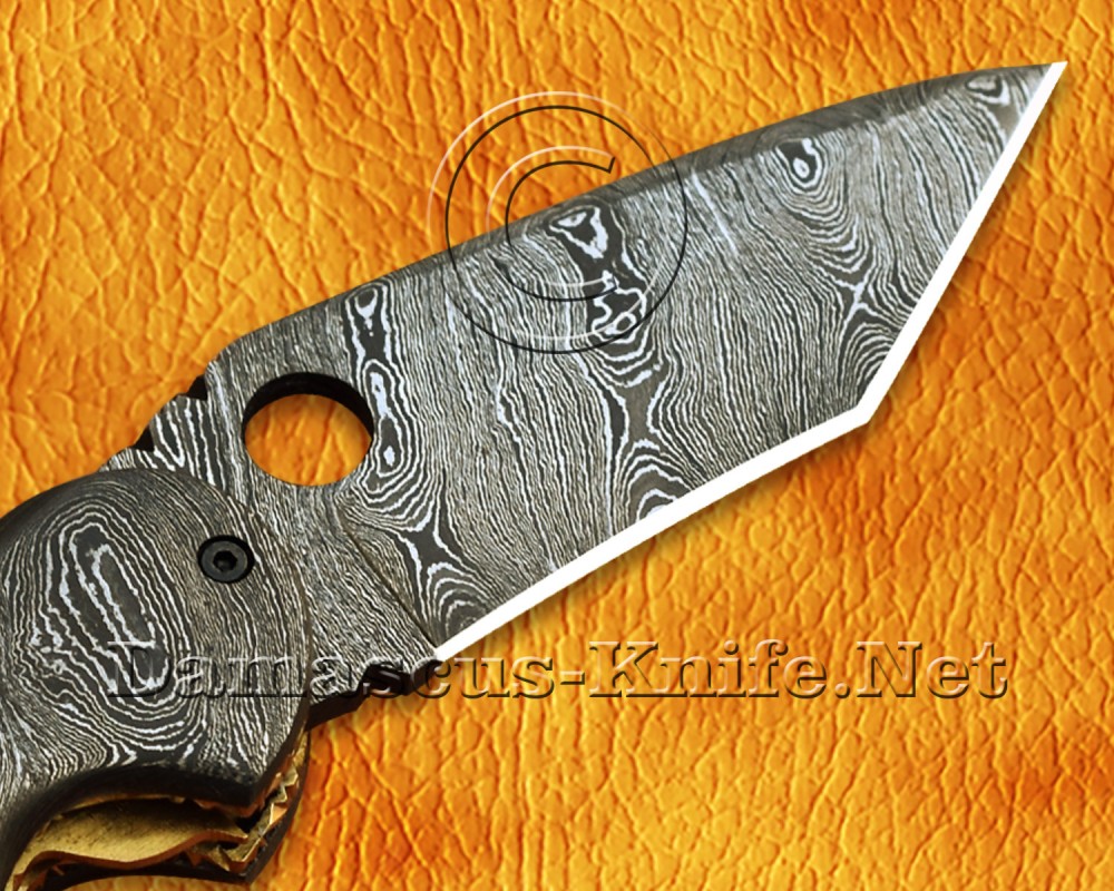 Personalized Handmade Damascus Steel Arts and Crafts Pocket Folding Knife Bone Handle - DFK765