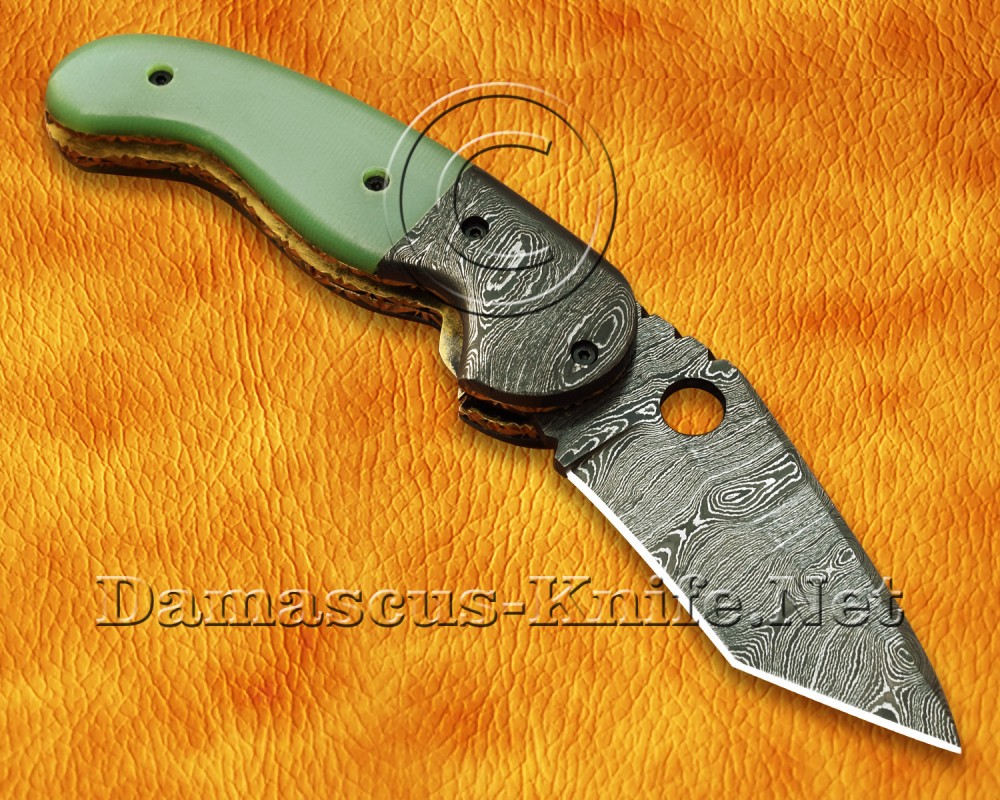 Personalized Handmade Damascus Steel Arts and Crafts Pocket Folding Knife Bone Handle - DFK765